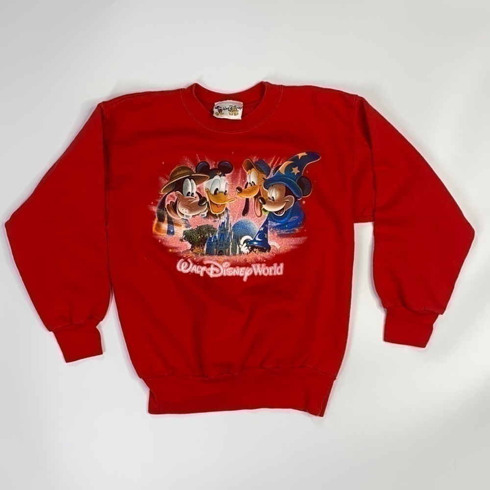 Walt Disney World Mickey Mouse and Friends Red Crew Neck Sweatshirt